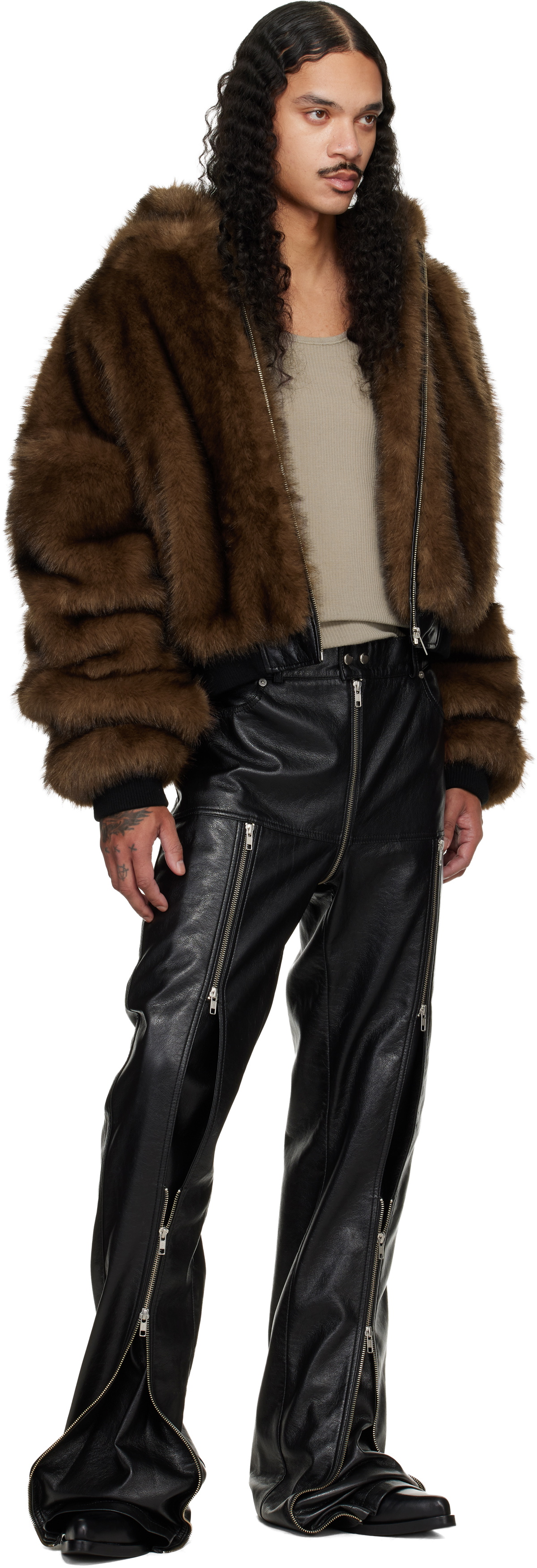 LU'U DAN Black Zipped Riot 5-Pocket Faux-Leather Pants