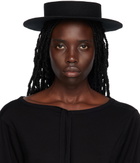 Yohji Yamamoto Black Open Panama Hat