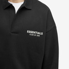 Fear of God ESSENTIALS Men's Core Logo Fleece Polo Sweatshirt in Black