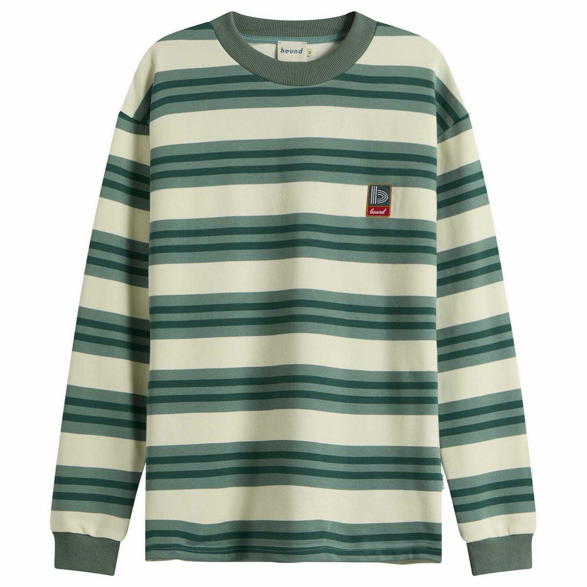 Bound Men's Eucalyptus Stripe Long Sleeve T-Shirt in Green Stripe