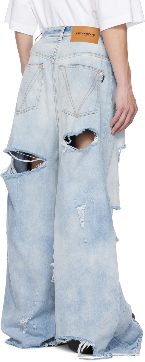 VETEMENTS Blue Destroyed Jeans Vetements