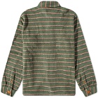 Brain Dead Striped Micro Sherpa Overshirt in Green/Multi
