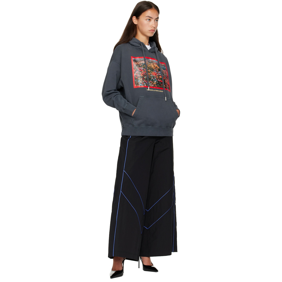 Off-White Gray Flowers Field Skate Hoodie