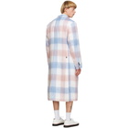 Thom Browne Blue and Pink Mohair Chesterfield Coat