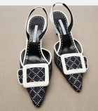 Manolo Blahnik Maysli raffia-effect slingback pumps