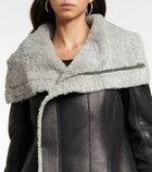 Rick Owens - Shearling-trimmed leather jacket