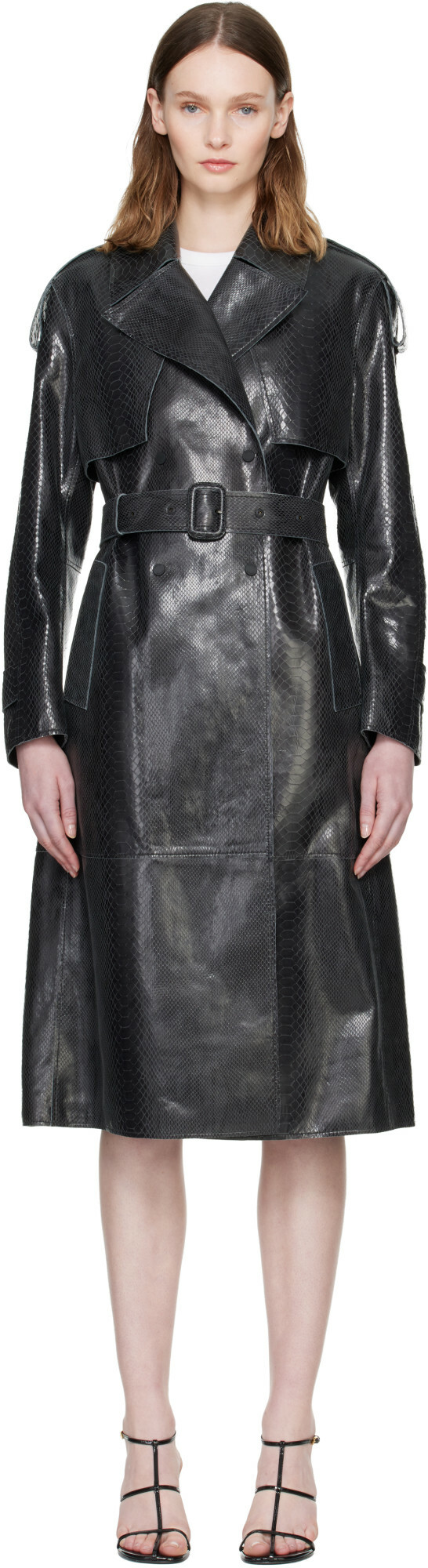 MACKAGE Black CARMELA-SNK Snake Pattern Leather Coat