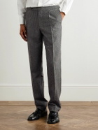 De Petrillo - Slim-Fit Pleated Houndstooth Virgin Wool Trousers - Gray