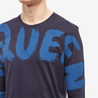 Alexander McQueen Men's Grafitti Print Long Sleeve T-Shirt in Navy/Cobalt