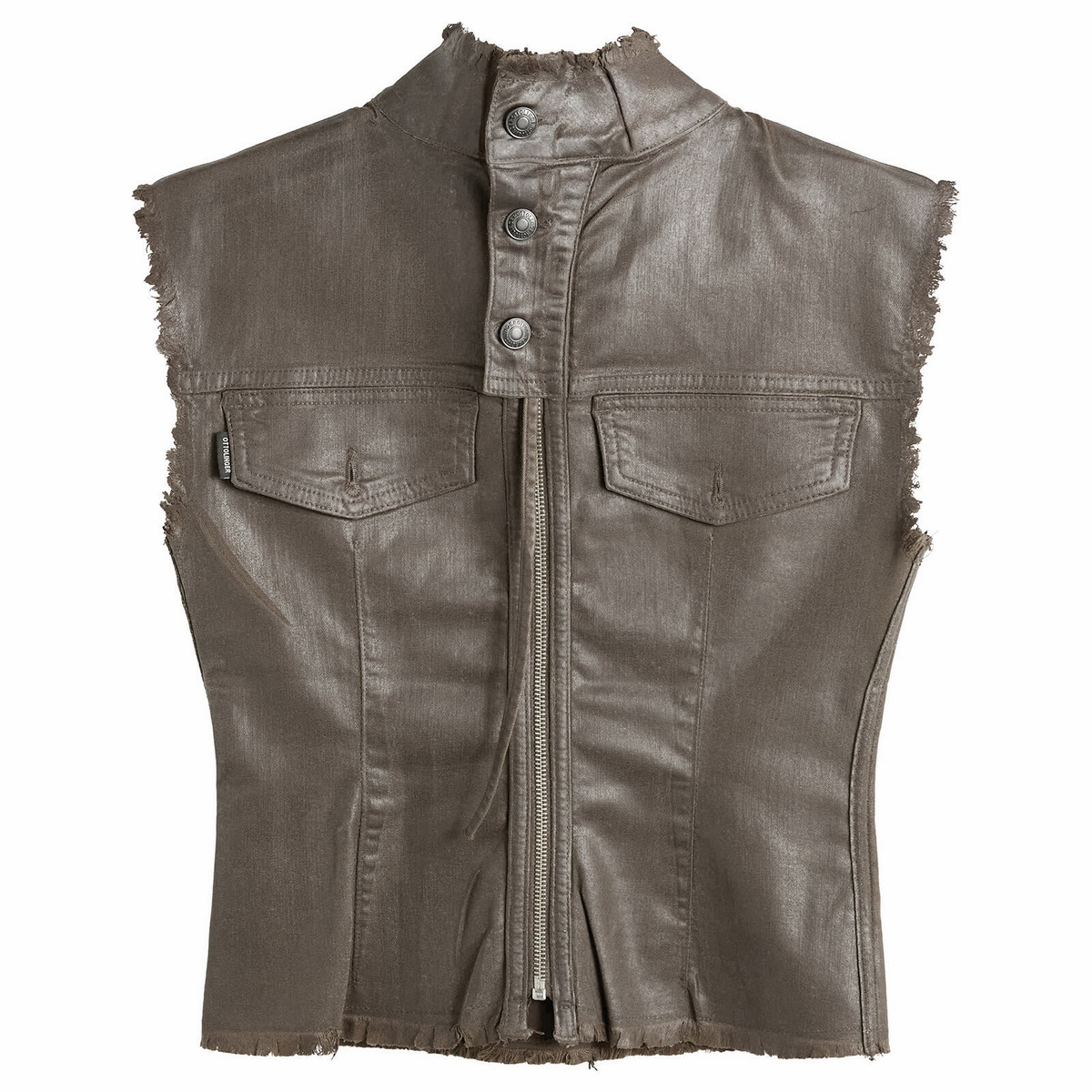 Ottolinger Women's Glazed Denim Zip Top in Brown