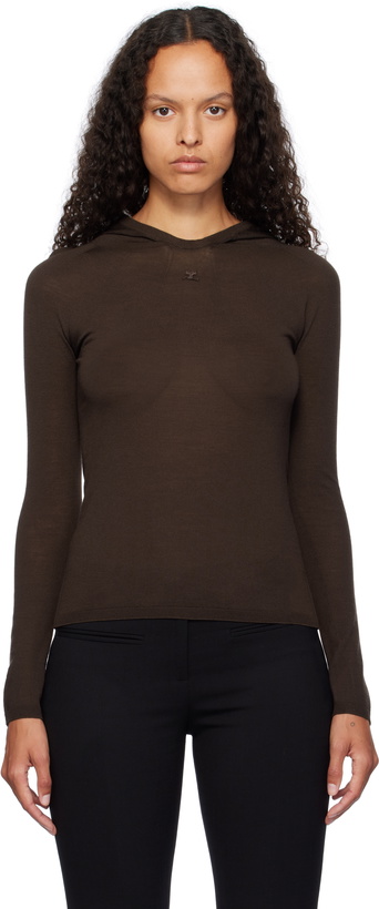 Photo: Courrèges Brown Light Knit Hoodie