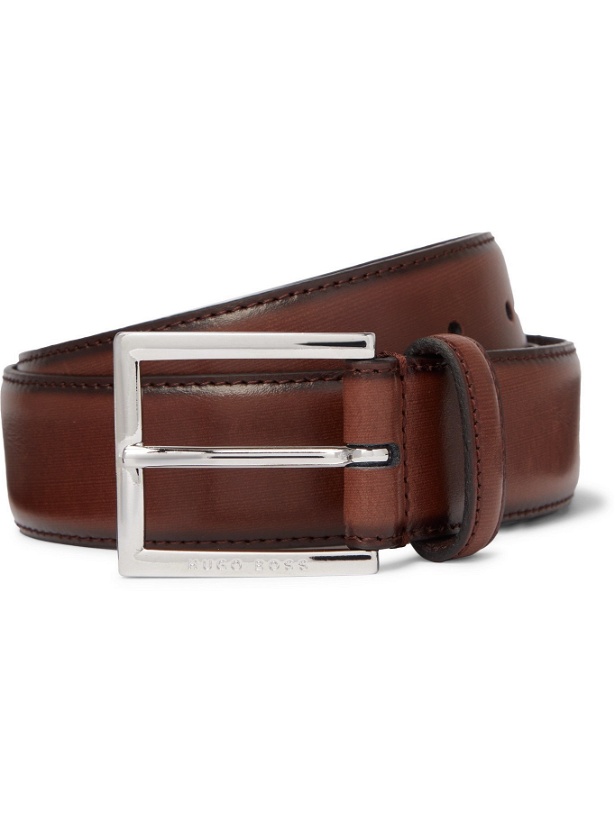 Photo: HUGO BOSS - 3.5cm Canzino Leather Belt - Brown - EU 100