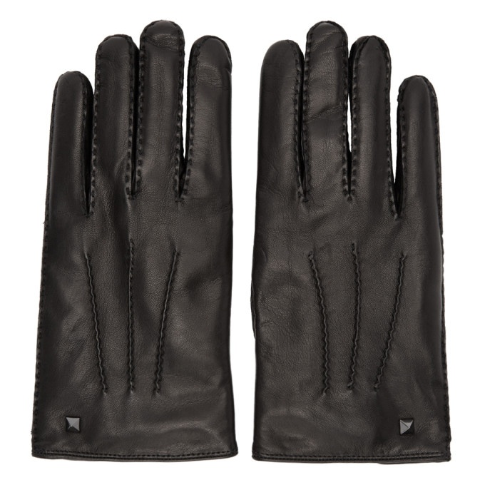 Photo: Valentino Black Valentino Garavani Leather Rockstud Gloves