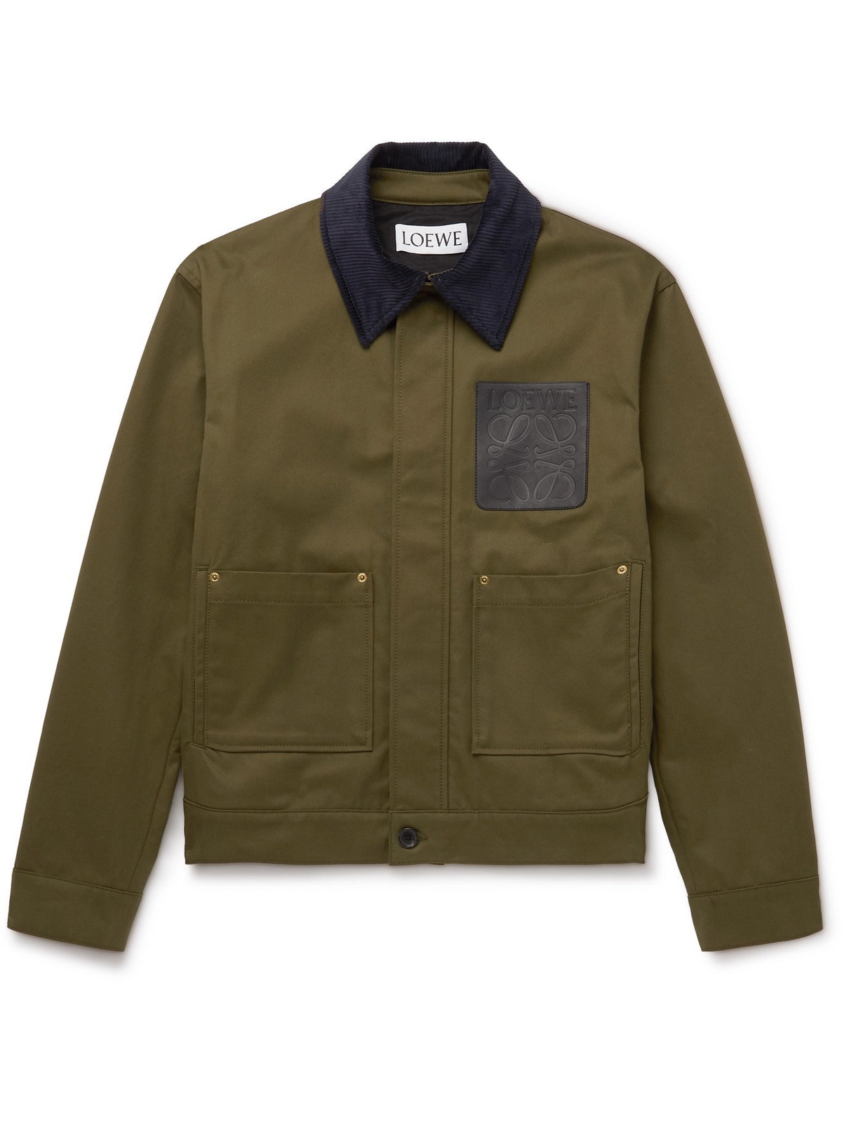 LOEWE - Corduroy and Leather-Trimmed Cotton-Twill Chore Jacket - Green ...