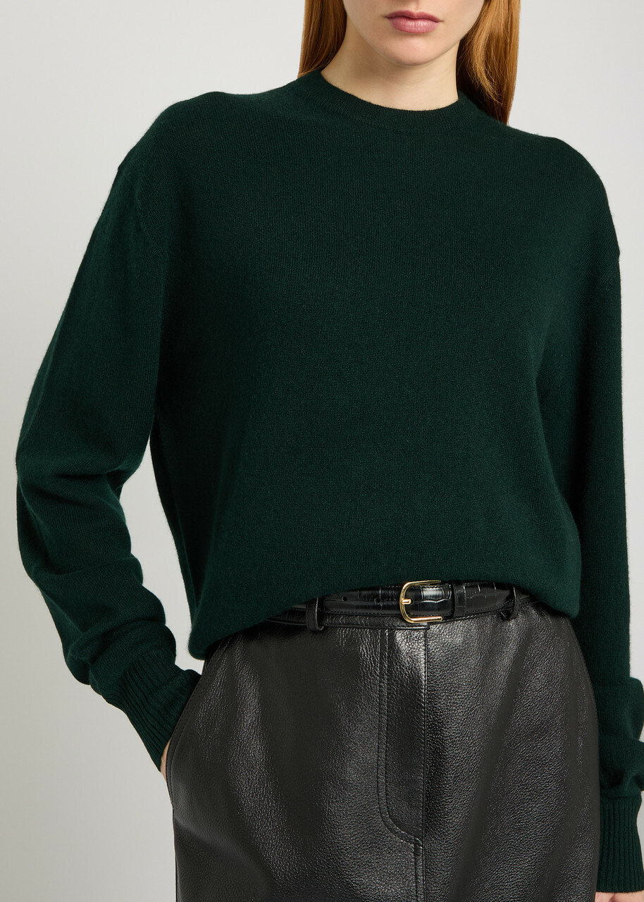 Toteme Classic Crew-neck Cashmere Knit Dark Green