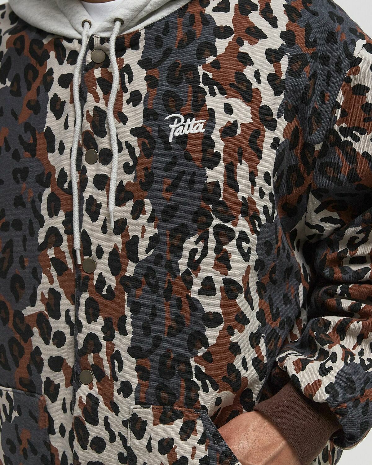 PATTA City Leopard Reversible Bomber Jacket Multi-color Mens Denim Jacket