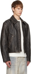 HOPE Brown Void Leather Jacket