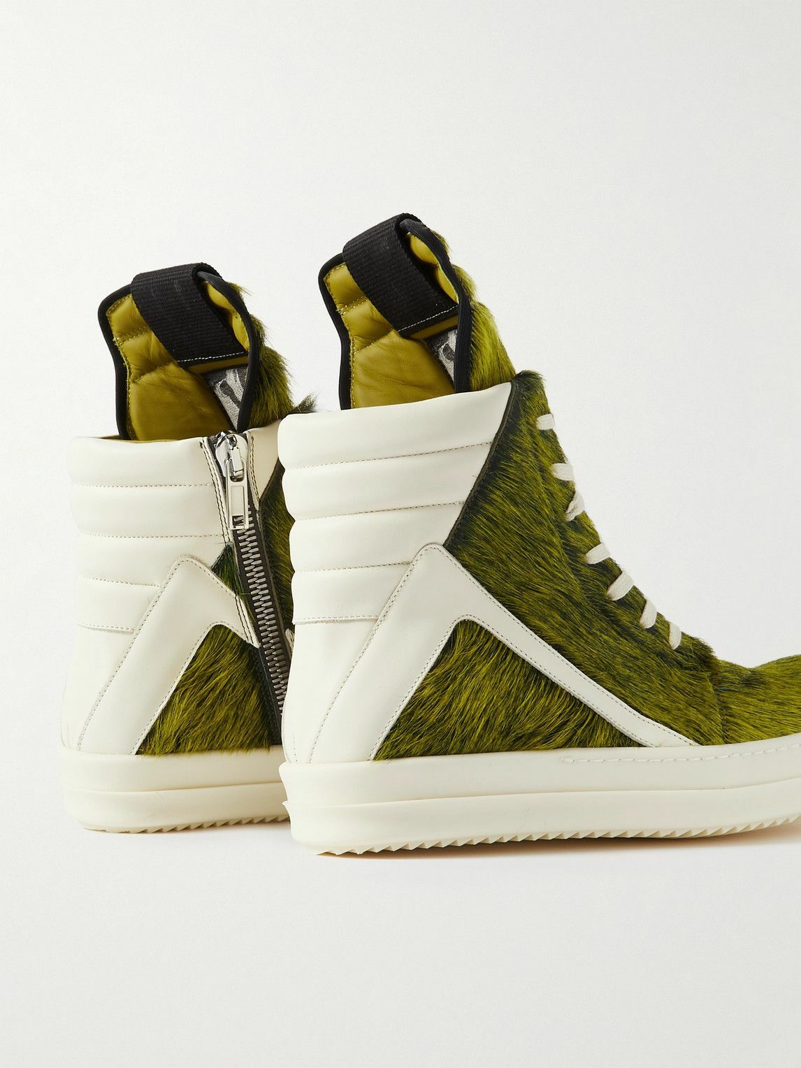 Rick Owens - Geobasket Calf Hair and Leather High-Top Sneakers