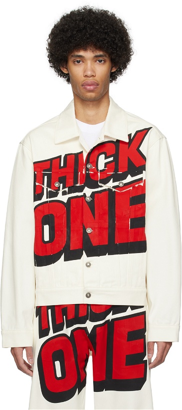 Photo: Sky High Farm Workwear Off-White 'Thick One' Denim Jacket
