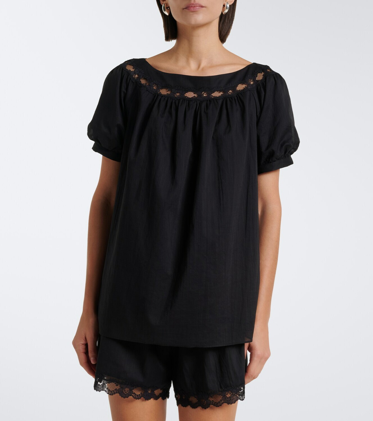 Posse Marilyn lace-trimmed cotton top