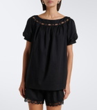Posse Marilyn lace-trimmed cotton top