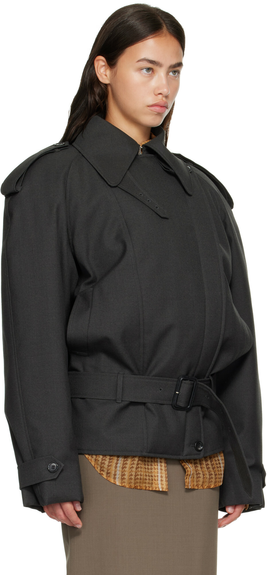 Mugler Gray Round Jacket