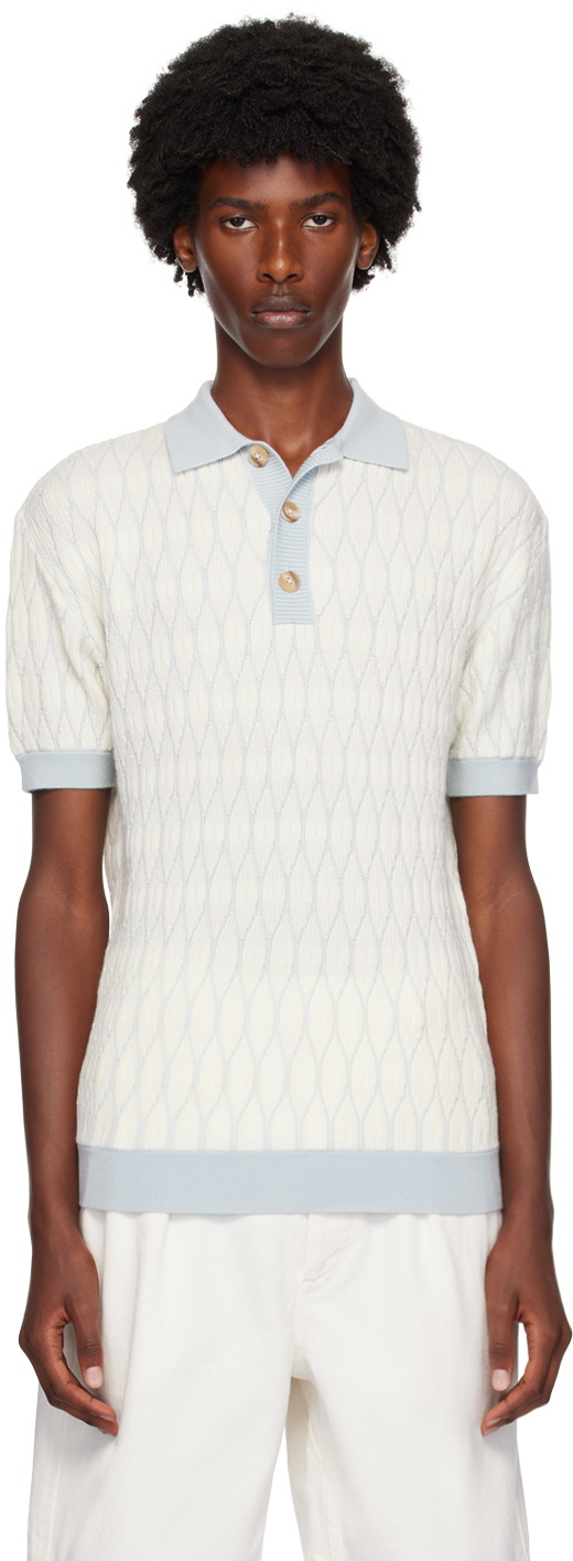 King & Tuckfield Blue & White Pattern Polo