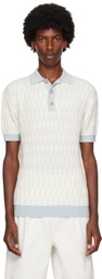 King & Tuckfield Blue & White Pattern Polo