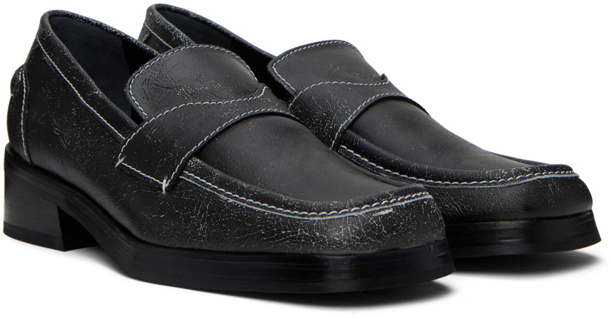 Eckhaus Latta Black Stitched Loafers Eckhaus Latta