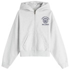 Sporty & Rich Women's Emblem Cropped Zipped Hoodie in Heather Gray Navy