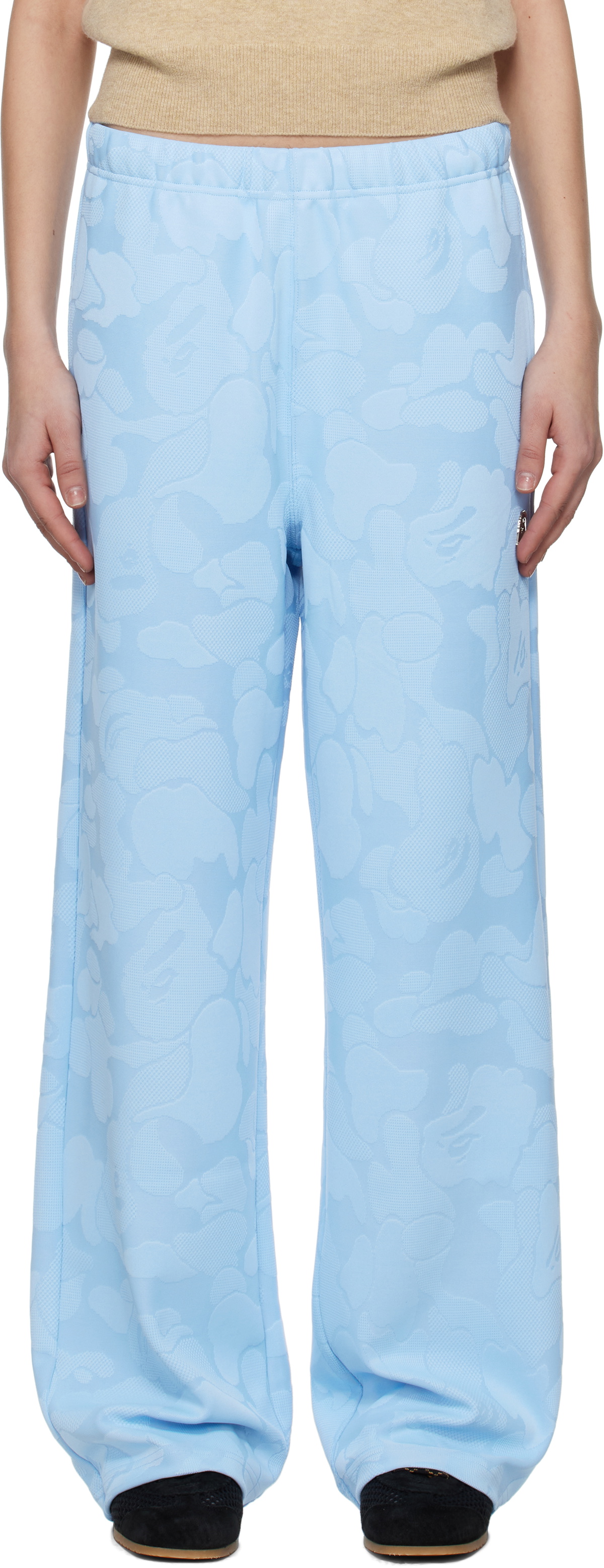 BAPE Blue Solid Camo Jacquard One Point Wide Lounge Pants