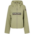 Napapijri Women's Zip Rainforest Windbreaker Jacket in Green Lichen