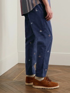 Polo Ralph Lauren - Prepster Straight-Leg Embroidered Cotton-Twill Trousers - Blue