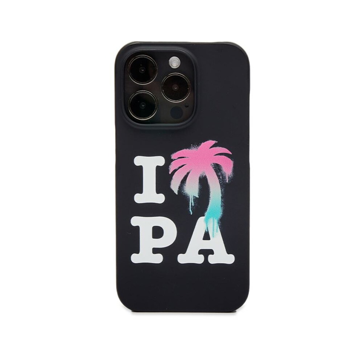 Photo: Palm Angels Men's I Love PA iPhone 14 Pro Case in Black/White