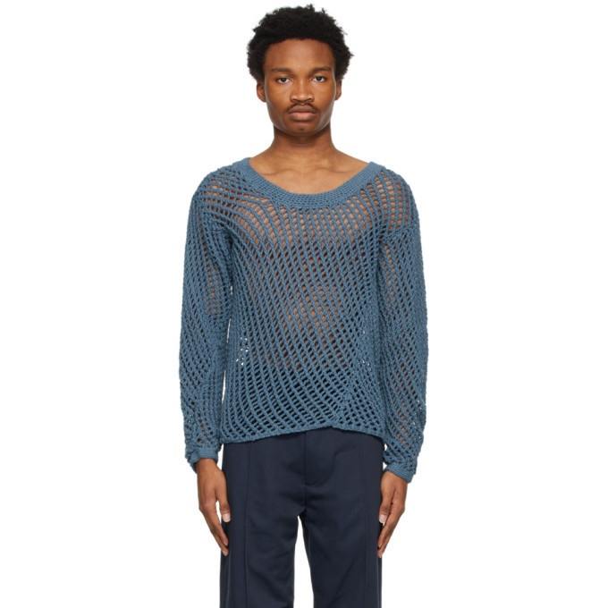 Photo: Nicholas Daley Blue Knit Garment-Dyed Sweater