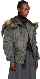Junya Watanabe Khaki Faux-Fur Hood Bomber Jacket