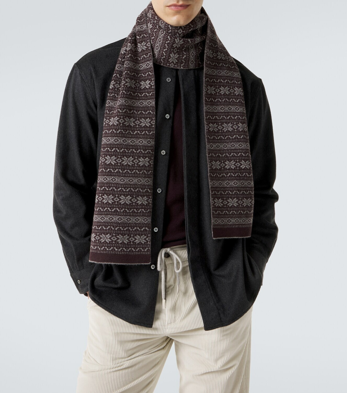 Eleventy Fair Isle intarsia cashmere scarf
