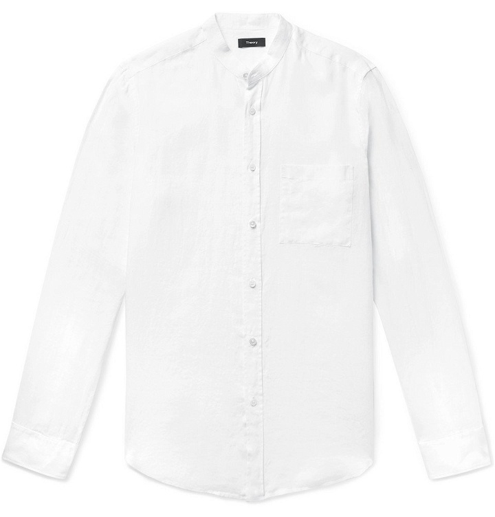 Photo: Theory - Kier Grandad-Collar Linen Shirt - White