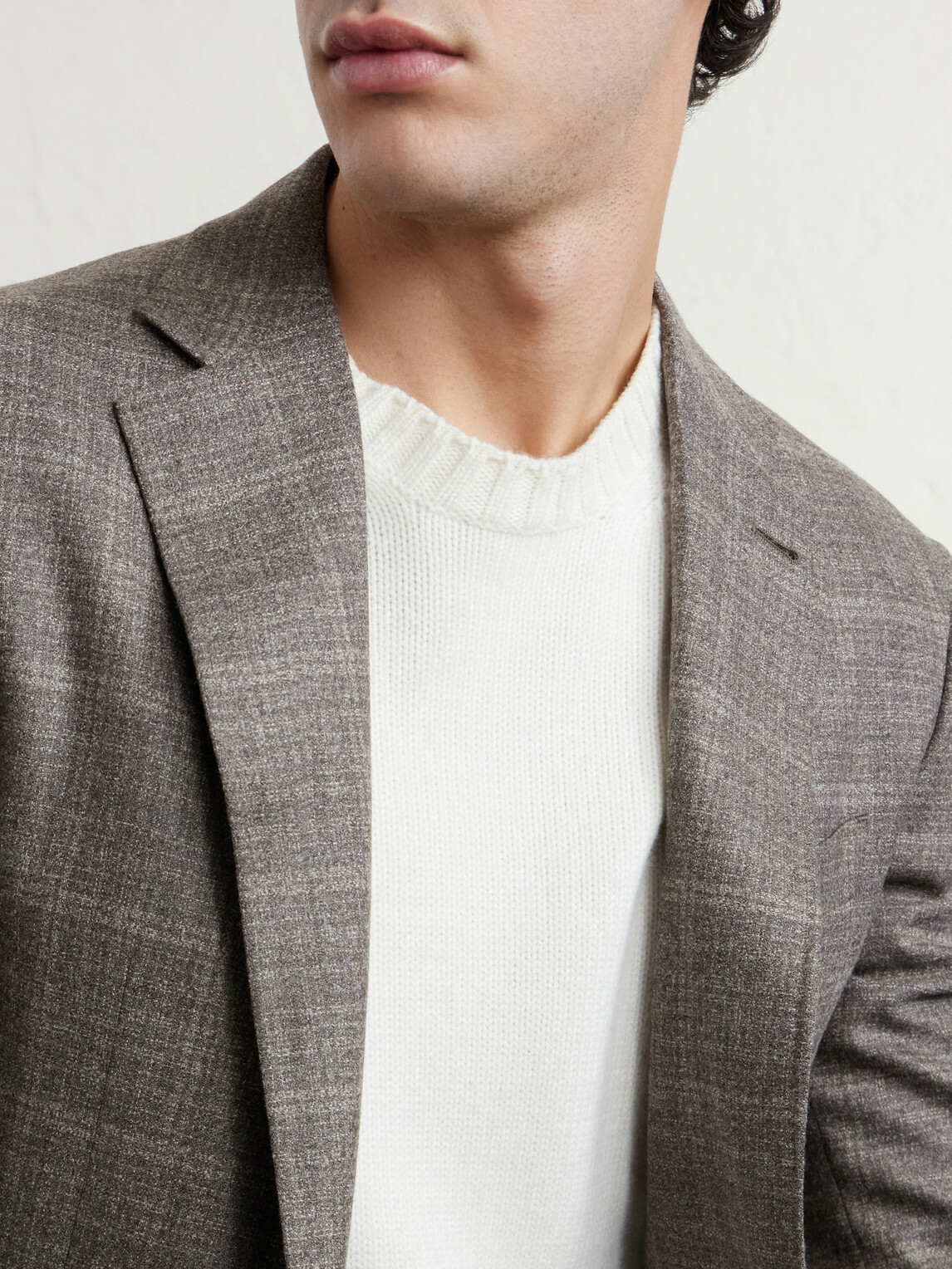 Canali - Kei Prince of Wales Checked Linen Suit Jacket - Brown