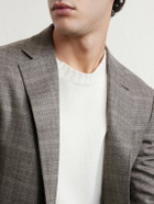 Canali - Kei Prince of Wales Checked Linen Suit Jacket - Brown