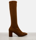 Gucci Alfa Horsebit 75 suede knee-high boots