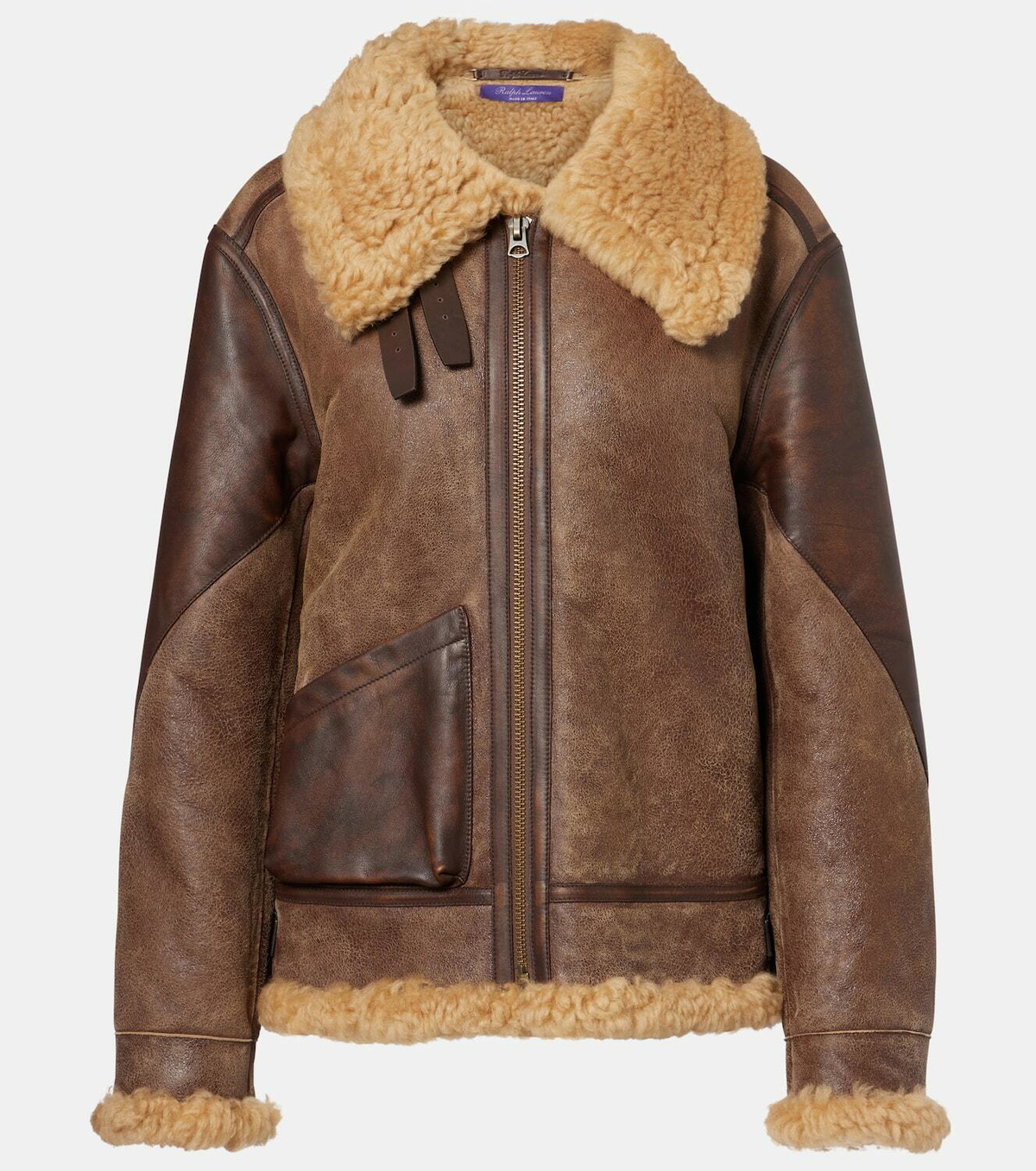 Ralph Lauren Collection Shearling-trimmed leather jacket