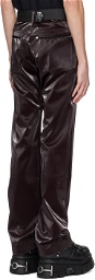 99%IS- Burgundy 'ATT1%TUDE' Always Glossy Faux-Leather Trousers