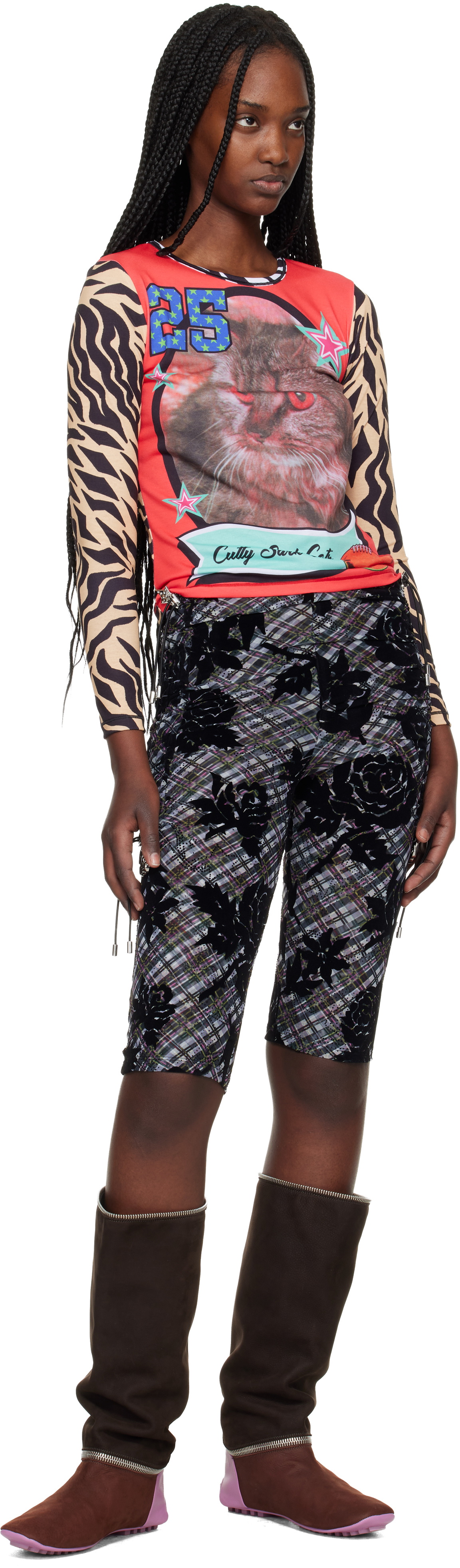 Chopova Lowena Multicolor 'Cutty Sark Cats' Fitted Jersey T-shirt