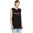 Balmain Black and Pink Silicone Logo Tank Top