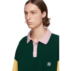 Loewe Green and Pink Cashmere Long Sleeve Polo