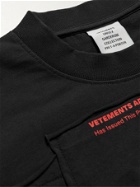 Vetements - Patchwork Printed Cotton-Jersey T-Shirt - Black