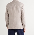 Brunello Cucinelli - Slim-Fit Unstructured Houndstooth Linen, Wool and Silk-Blend Blazer - Neutrals