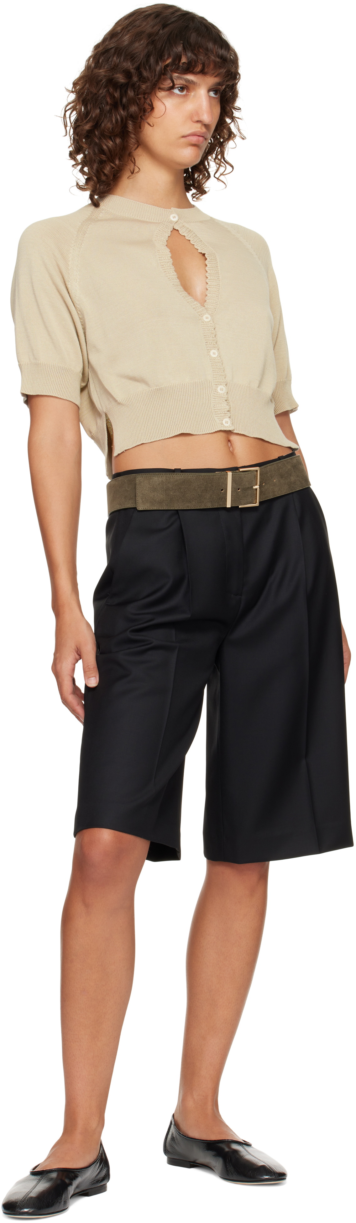 The Frankie Shop Khaki Evro Suede Leather Belt