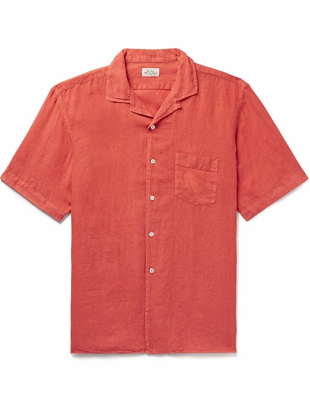 Photo: Hartford - Palm Convertible-Collar Linen Shirt - Red